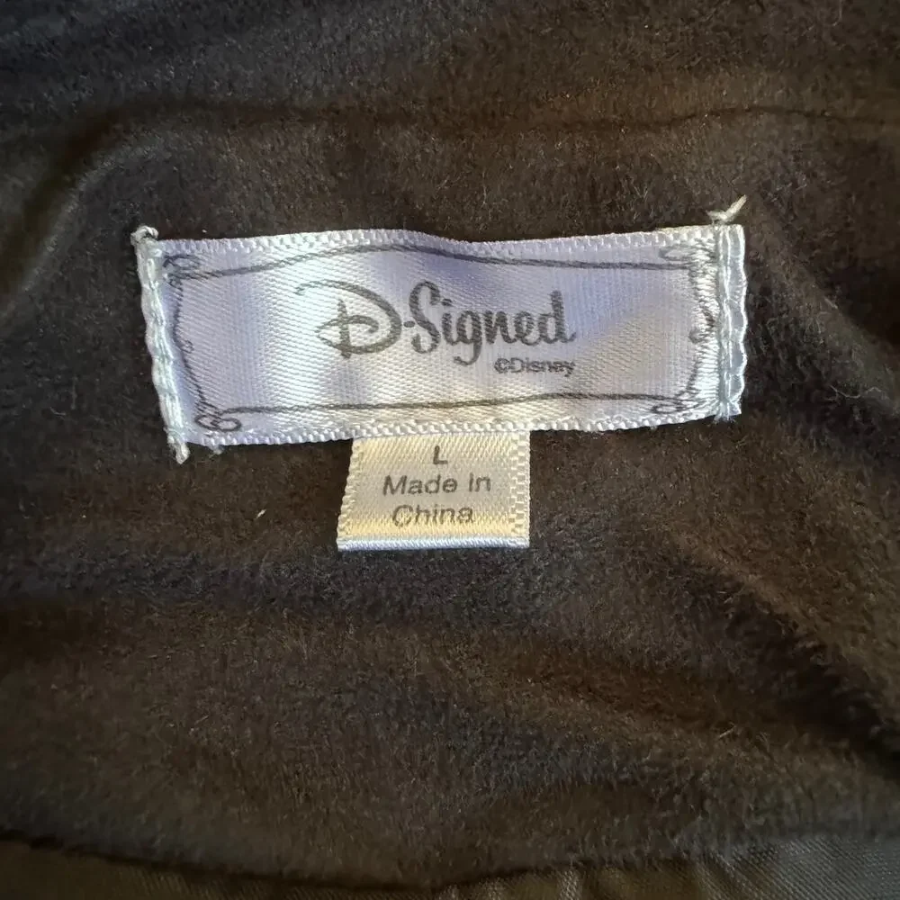 Disney Jacket‎ Girls L Black Wickely Fierce Turquoise Sequin Faux Suede